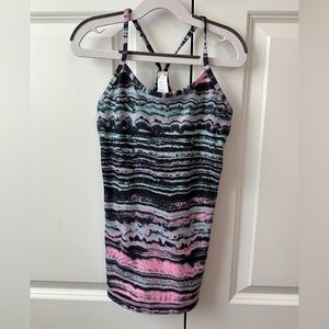 Ivivva by Lululemon Girls Tank Blue, Pink & black Space Dye (Size 10)